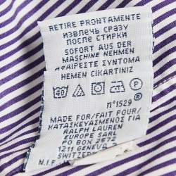 Pre Owned Polo Ralph Lauren Purple Striped Cotton Slim Fit Shirt XL