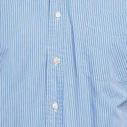 Pre Owned Polo Ralph Lauren Blue Striped Cotton Slim Fit Shirt L