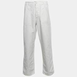 Pre Owned Polo Ralph Lauren White Cotton Straight Leg Trousers M