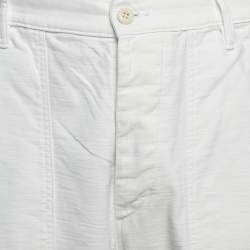Pre Owned Polo Ralph Lauren White Cotton Straight Leg Trousers M