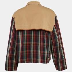 Pre Owned Polo Ralph Lauren Beige/Red Tartan Checks Cotton Zip-Up Jacket L