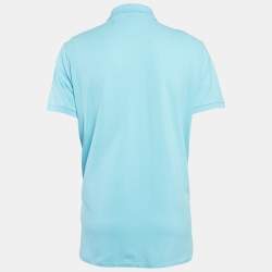 Pre Owned تـي شـيـرت بــولـو رآلـف لـوريـن بيكيه قطن أزرق بقصّة ضيّقة مخصّصة مقاس كبير جداً (إكس لارج)