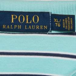 Pre Owned Polo Ralph Lauren Blue Striped Jersey Polo T-Shirt XL