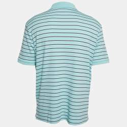 Pre Owned Polo Ralph Lauren Blue Striped Jersey Polo T-Shirt XL