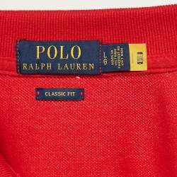 مملوكة مسبقًا Polo Ralph Lauren Red Pique Cotton Polo T-Shirt L