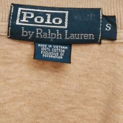 Pre Owned Polo Ralph Lauren Beige Jersey Polo T-Shirt S