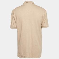 Pre Owned Polo Ralph Lauren Beige Jersey Polo T-Shirt S