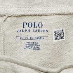 Pre Owned Polo Ralph Lauren Grey Logo Embossed Cotton Knit Joggers XL