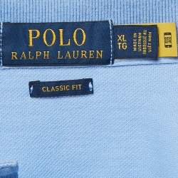 Pre Owned Polo Ralph Lauren Blue Cotton Pique Polo T-Shirt XL