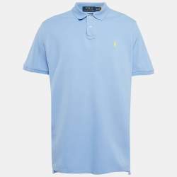 Pre Owned Polo Ralph Lauren Blue Cotton Pique Polo T-Shirt XL