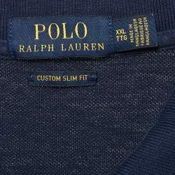 مملوكة مسبقًا Polo Ralph Lauren Blue Pique Cotton Custom Fit Polo T-Shirt XXL