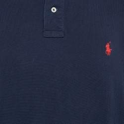 مملوكة مسبقًا Polo Ralph Lauren Blue Pique Cotton Custom Fit Polo T-Shirt XXL