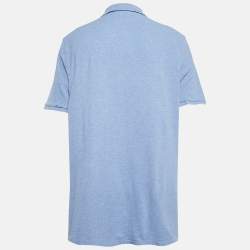 Pre Owned Polo Ralph Lauren Blue Cotton Pique Classic Fit Polo T-Shirt XL