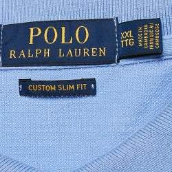 Pre Owned Polo Ralph Lauren Blue Cotton Pique Custom Fit Polo T-Shirt XXL