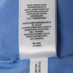Pre Owned Polo Ralph Lauren Blue Cotton Pique Custom Fit Polo T-Shirt XXL