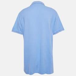 Pre Owned Polo Ralph Lauren Blue Cotton Pique Custom Fit Polo T-Shirt XXL