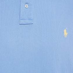 Pre Owned Polo Ralph Lauren Blue Cotton Pique Custom Fit Polo T-Shirt XXL