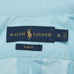 Pre Owned Polo Ralph Lauren Blue Cotton Slim Fit Button Down Shirt S