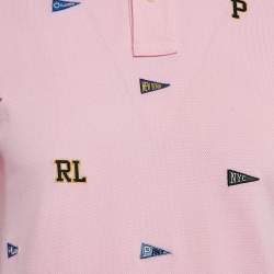Pre Owned Polo Ralph Lauren Pink Embroidered Cotton Polo T-Shirt M