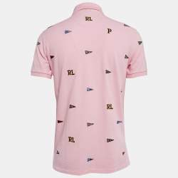 Pre Owned Polo Ralph Lauren Pink Embroidered Cotton Polo T-Shirt M
