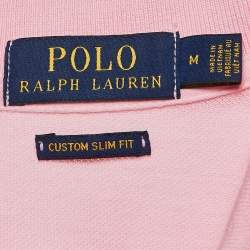 Pre Owned Polo Ralph Lauren Pink Embroidered Cotton Polo T-Shirt M