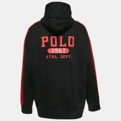 Pre Owned Polo Ralph Lauren Black Printed Cotton Blend Knit Hoodie 2XB