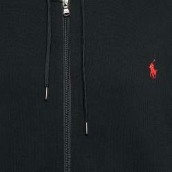 Pre Owned Polo Ralph Lauren Black Printed Cotton Blend Knit Hoodie 2XB
