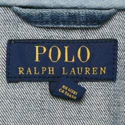 Pre Owned Polo Ralph Lauren Blue Denim Logo Applique Detail Bomber Jacket XS