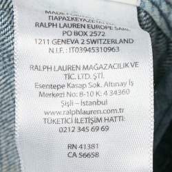 Pre Owned Polo Ralph Lauren Blue Denim Logo Applique Detail Bomber Jacket XS