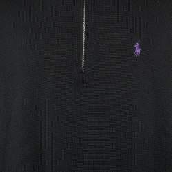 Pre Owned Polo Ralph Lauren Black Cotton Knit Sweater L