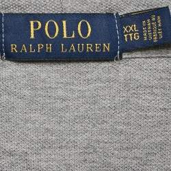 Pre Owned Polo Ralph Lauren Grey Logo Embroidery Cotton Knit Hoodie XXL