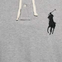 Pre Owned Polo Ralph Lauren Grey Logo Embroidery Cotton Knit Hoodie XXL