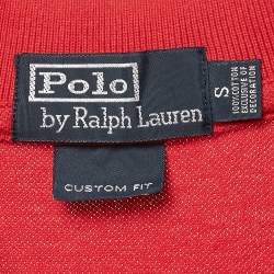 Pre Owned تي شيرت بولو رالف لورين كوتون أحمر فينتاج مطرز مقاس صغير