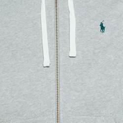 Polo Ralph Lauren Grey Cotton Knit Zip Up Hooded Jacket M