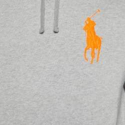 Pre Owned Polo Ralph Lauren Grey Cotton Logo Embroidered Hoodie M