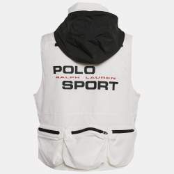 Polo Ralph Lauren White Nylon Zip-Up Hooded Utility Vest M