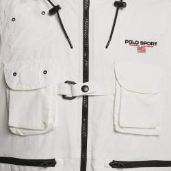 Polo Ralph Lauren White Nylon Zip-Up Hooded Utility Vest M