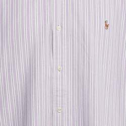 Pre Owned Polo Ralph Lauren Purple Stripe Cotton Button Down Shirt XXL