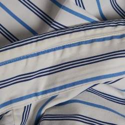 Pre Owned Polo Ralph Lauren White Stripe Cotton Classic Fit Shirt XXL