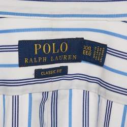 Pre Owned Polo Ralph Lauren White Stripe Cotton Classic Fit Shirt XXL