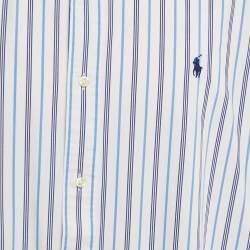 Pre Owned Polo Ralph Lauren White Stripe Cotton Classic Fit Shirt XXL