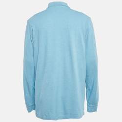 Pre Owned Polo Ralph Lauren Light Blue Cotton Pique Classic Fit Polo T-Shirt L