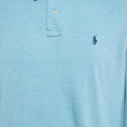 Pre Owned Polo Ralph Lauren Light Blue Cotton Pique Classic Fit Polo T-Shirt L