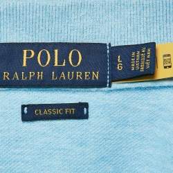 Pre Owned Polo Ralph Lauren Light Blue Cotton Pique Classic Fit Polo T-Shirt L