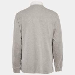 Pre Owned Polo Ralph Lauren Grey Cotton The Iconic Rugby Shirt XL