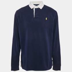 مملوكة مسبقًا Polo Ralph Lauren Navy Blue Cotton Long Sleeve Polo T-Shirt XL