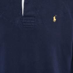 مملوكة مسبقًا Polo Ralph Lauren Navy Blue Cotton Long Sleeve Polo T-Shirt XL