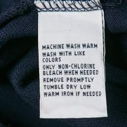 مملوكة مسبقًا Polo Ralph Lauren Navy Blue Diagonal Stripe Pique Cotton Polo T-Shirt M