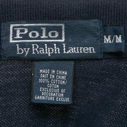 مملوكة مسبقًا Polo Ralph Lauren Navy Blue Diagonal Stripe Pique Cotton Polo T-Shirt M