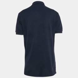 مملوكة مسبقًا Polo Ralph Lauren Navy Blue Diagonal Stripe Pique Cotton Polo T-Shirt M